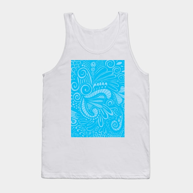 Sky Blue Tiki Parrot Tank Top by AmyMinori